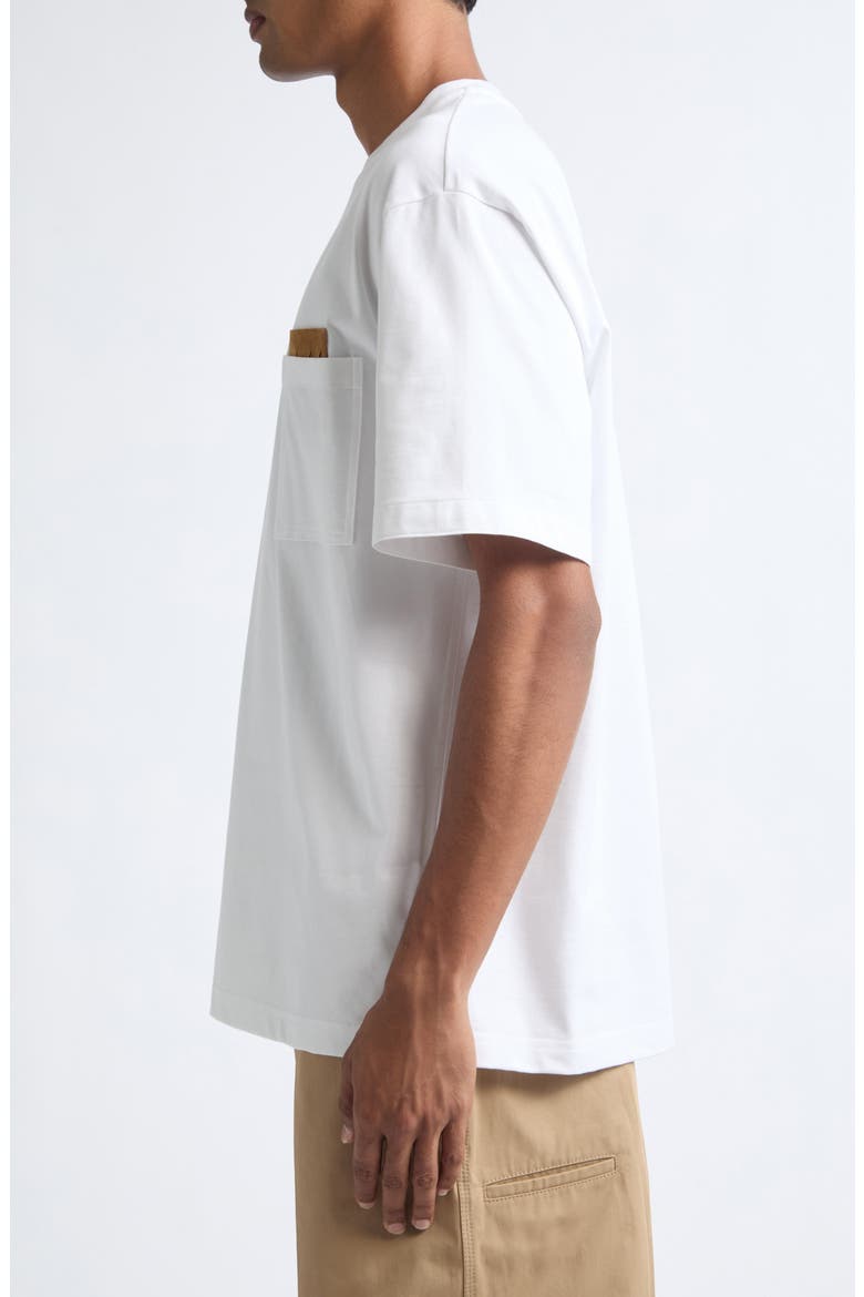 Pima Cotton Pocket T-Shirt with Intrecciato Suede Patch, Alternate, color, 9000 WHITE