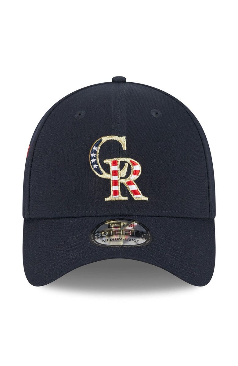 New Era Men's New Era  Navy Colorado Rockies 2023 Fourth of July 39THIRTY Flex Fit Hat, Alternate, color, Navy