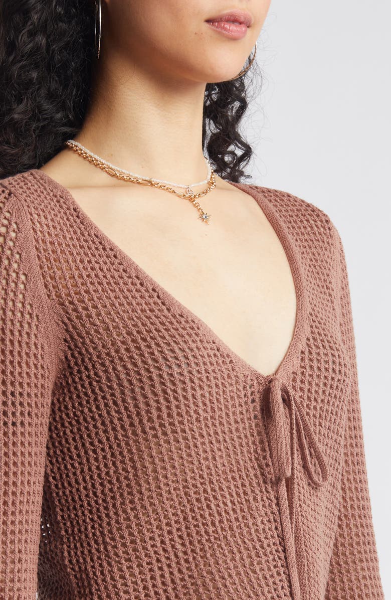 BP. Waffle Stitch Tie Front Cardigan, Alternate, color, 