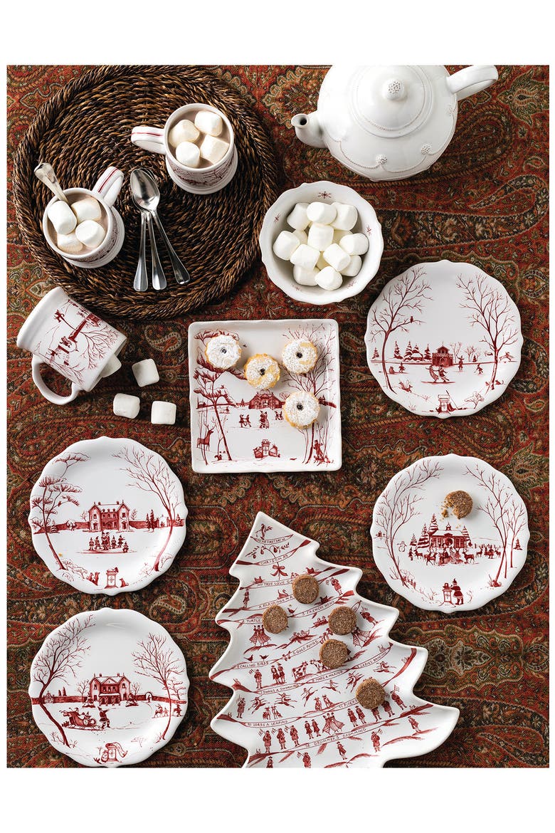 Country Estate Winter Frolic The Claus' Christmas Day Ruby Salad Plate, Alternate, color, RUBY
