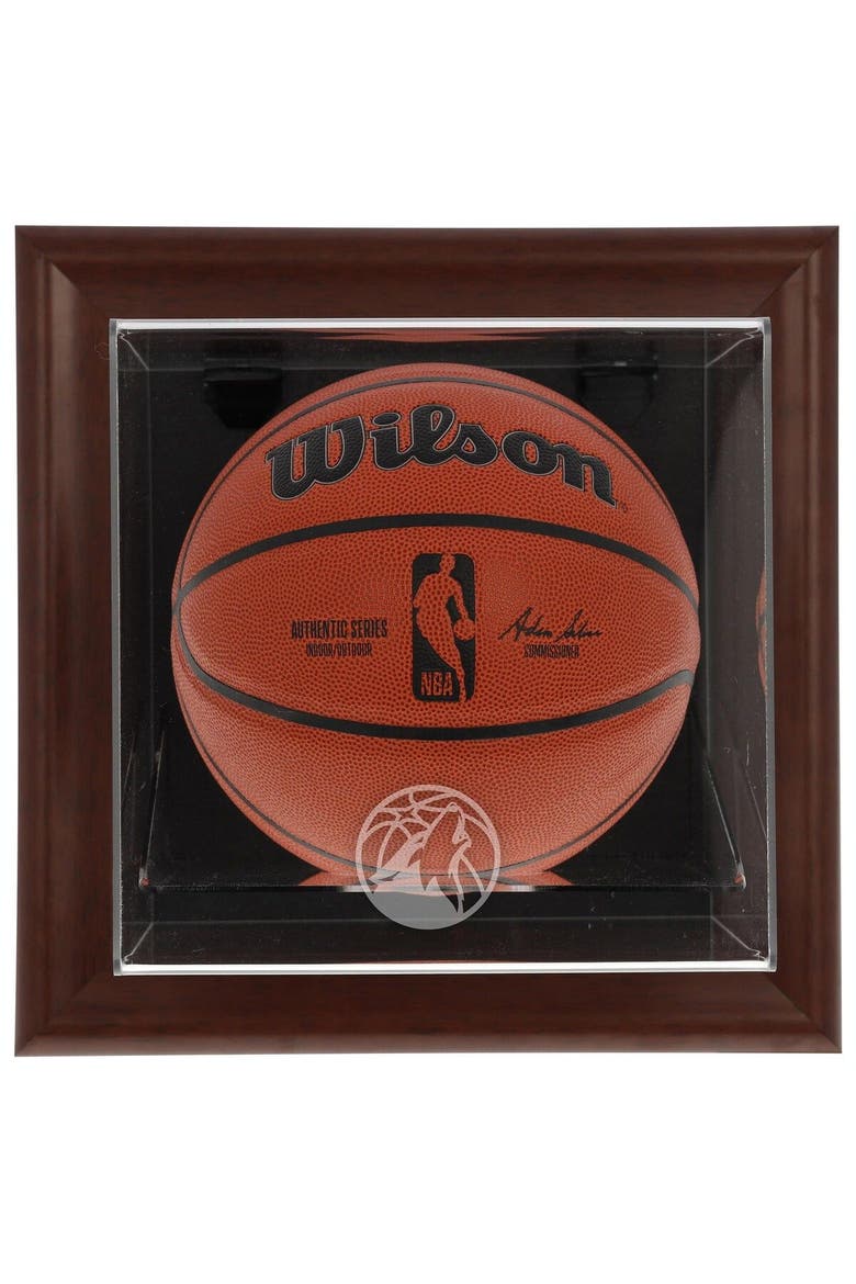 Minnesota Timberwolves Framed Brown Wall-Mounted Team Logo Basketball Display Case, Main, color, Brown