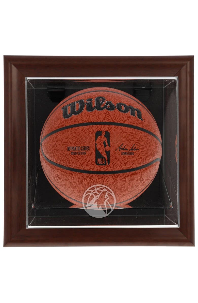 FANATICS AUTHENTIC Minnesota Timberwolves Framed Brown Wall-Mounted Team Logo Basketball Display Case, Main, color, 