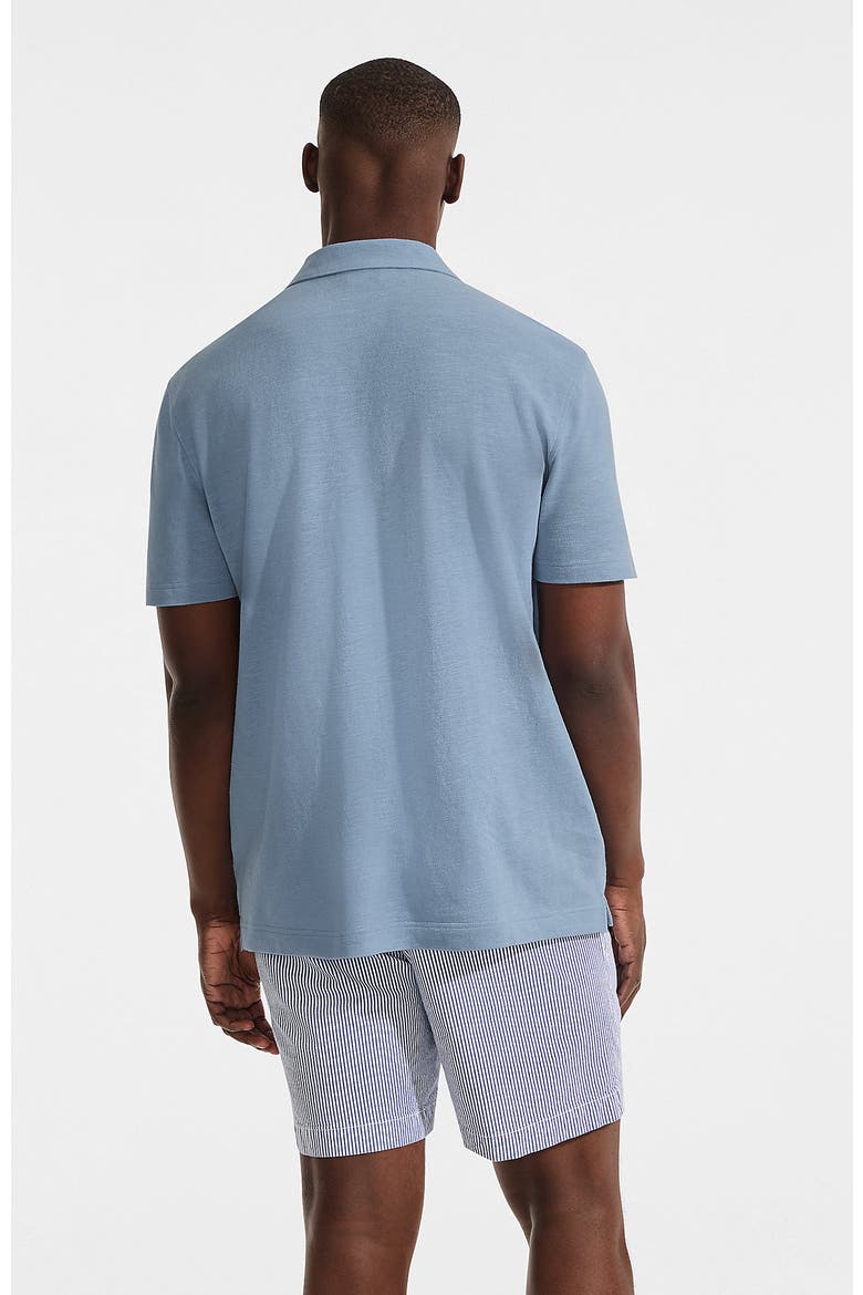 Short Sleeve Cotton Linen Button Through Camp Collar Shirt, Alternate, color, Oasis Blue