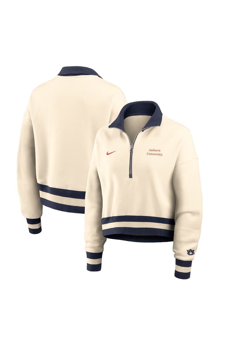 Women's Nike Tan Auburn Tigers Legacy Half-Zip Sweatshirt, Alternate, color, Cream