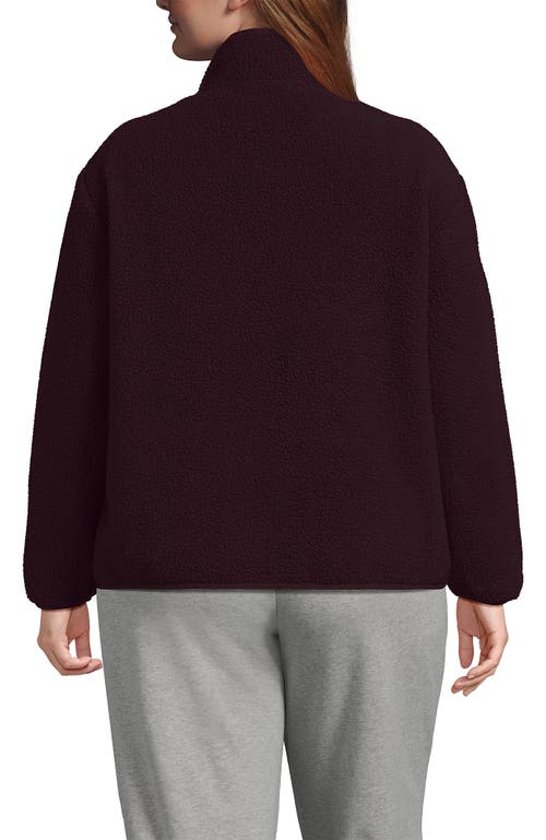 Lands' End Plus Size Half Zip Cozy High Pile Fleece Pullover In Burgundy