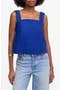 Curved Neck Shell Linen Tank Top