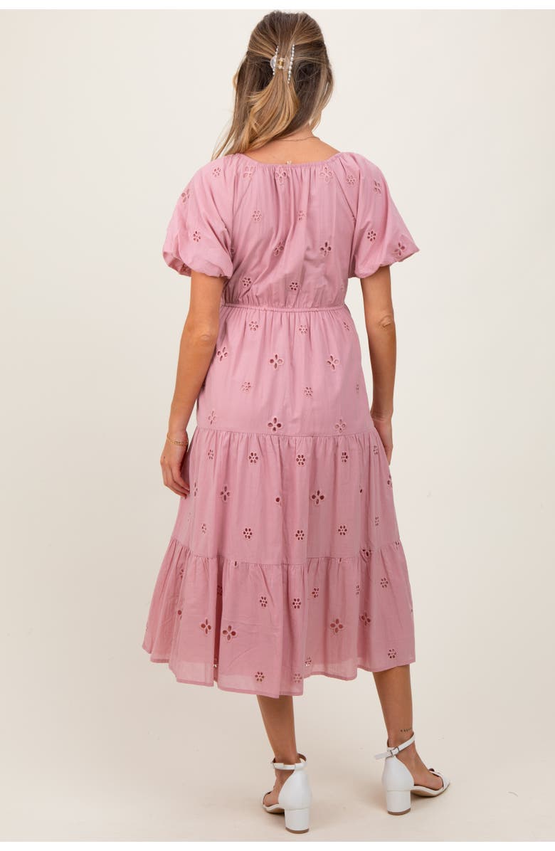 PinkBlush Eyelet Square Neck Midi Dress, Alternate, color, Pink