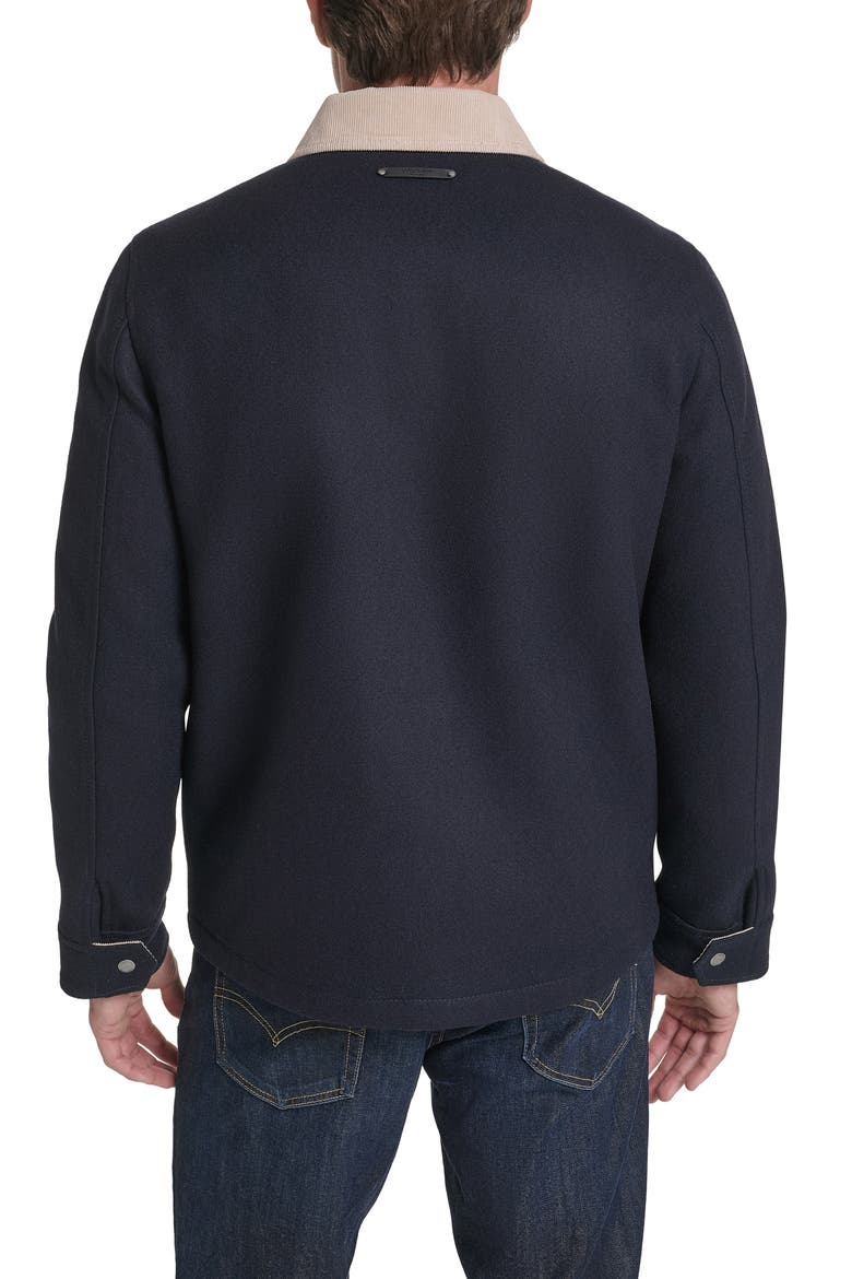 Corduroy Collar Wool Blend Barn Coat, Alternate, color, NAVY
