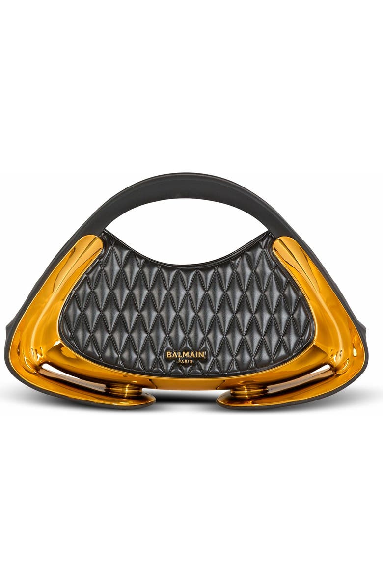 Balmain Quilted Medium Jolie Madame Bag, Main, color, Gold