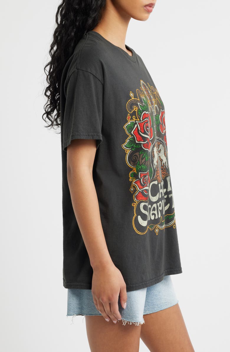 Merch Traffic Chris Stapleton Floral Rose Cotton Graphic T-Shirt, Alternate, color, Black