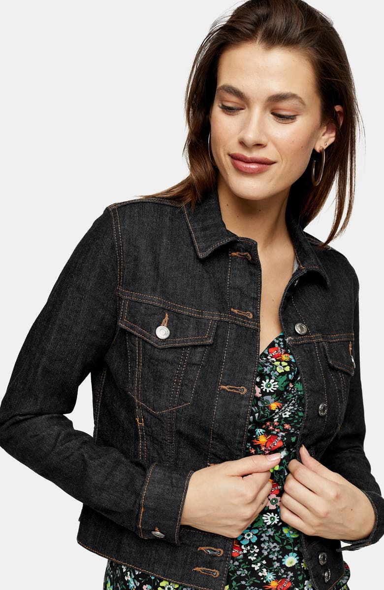 Topshop IDOL Western Stitch Denim Jacket, Alternate, color,