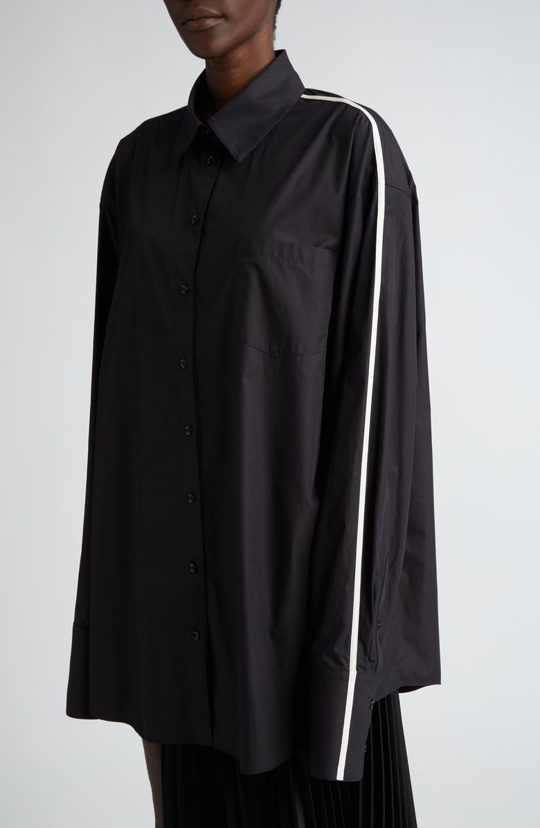 Peter Do Contrast Stripe Cotton Button-Up Shirt, Alternate, color,