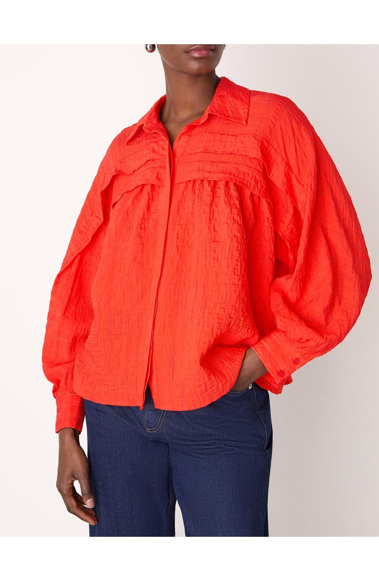 Whistles Textured Frill Detail Blouse, Alternate, color, Red