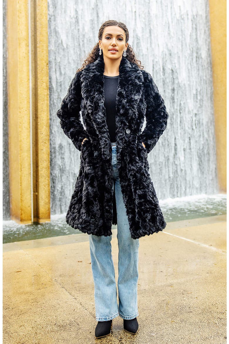Everywhere Faux Fur Coat, Alternate, color, BLACK PERSIAN LAMB