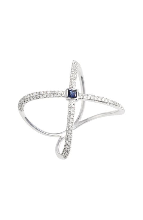 Diamond & Gem Crossover Ring (Nordstrom Exclusive)
