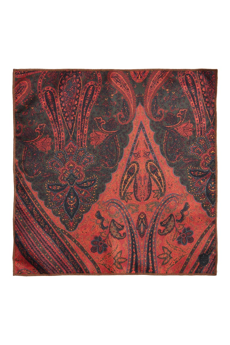 Rust Paisley Silk Pocket Square, Alternate, color, RUST