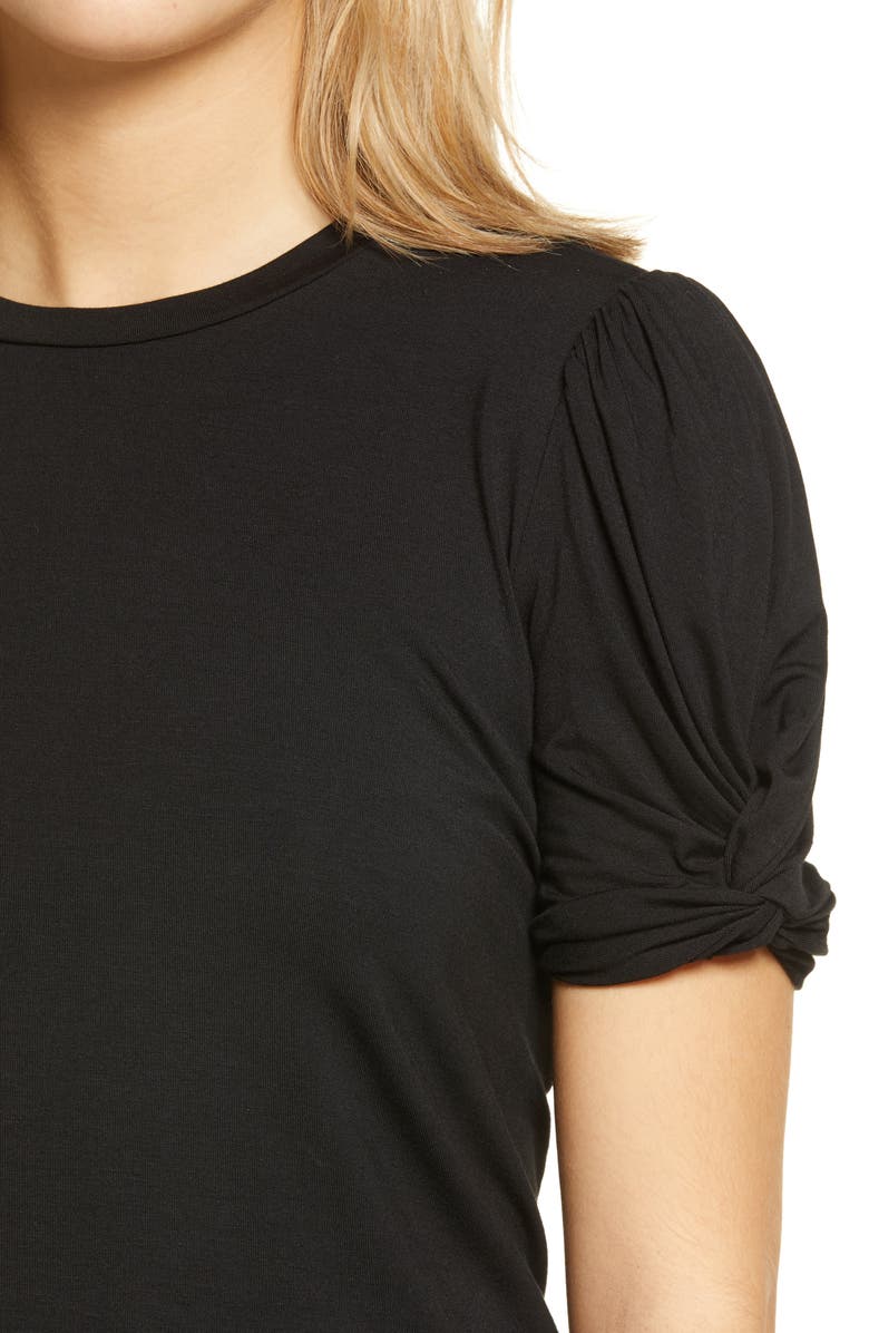 English Factory Twisted Sleeve Stretch Knit Top, Alternate, color, 