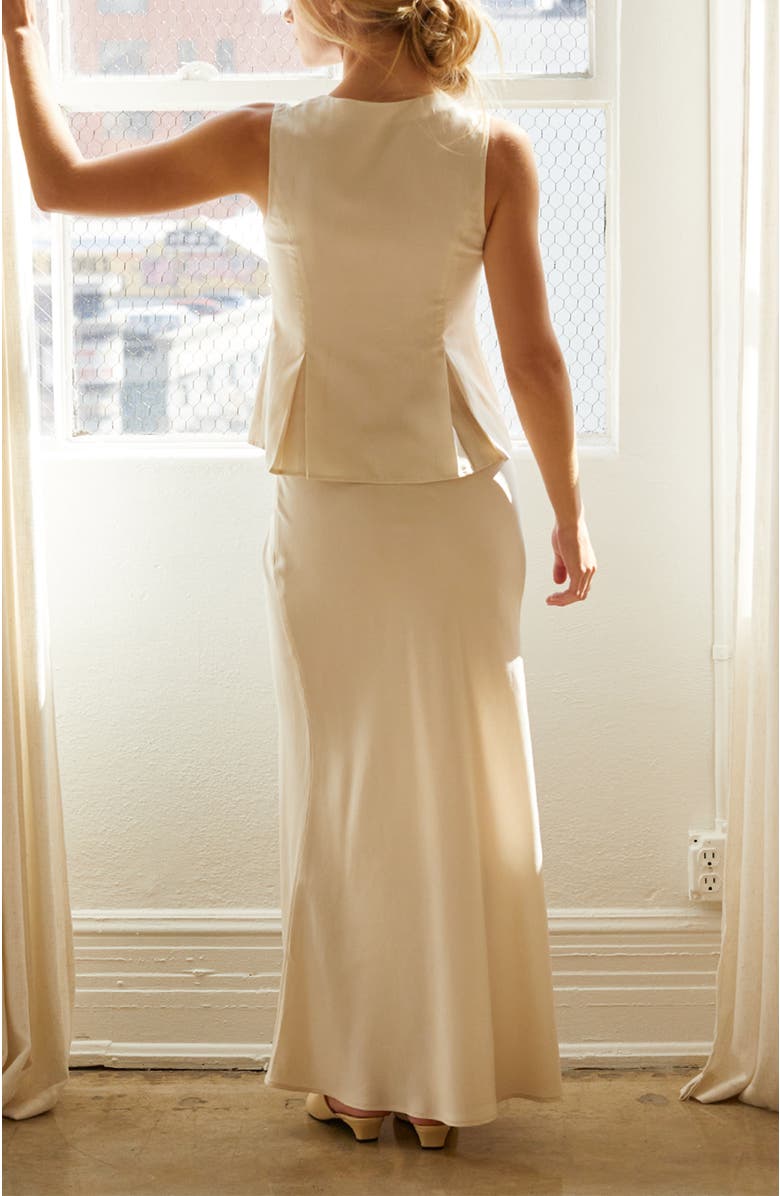 CRESCENT Bias Lyocell Maxi Skirt, Alternate, color, Cream