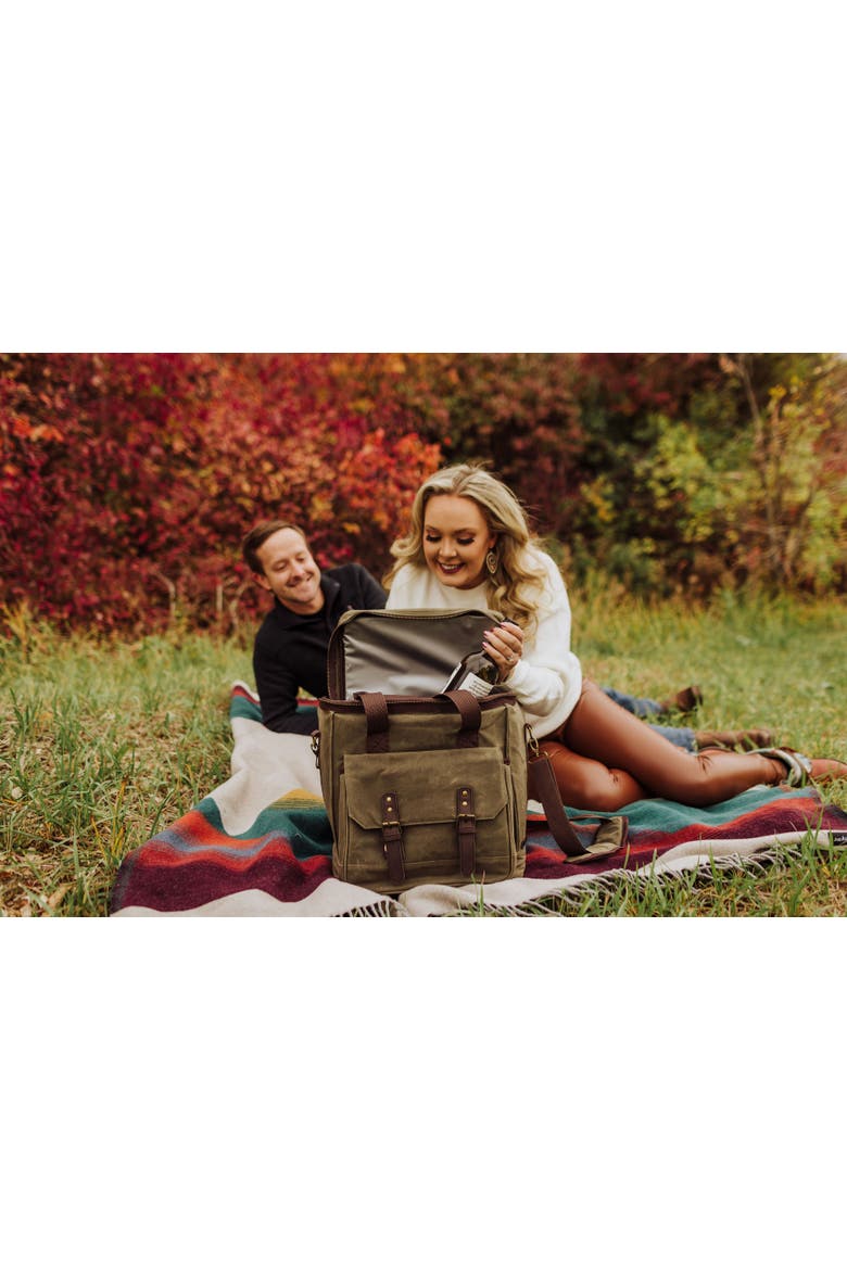 Weekender with Trolley - 6 Bottle Wine Bag, Alternate, color, Khaki Green with Brown Accents