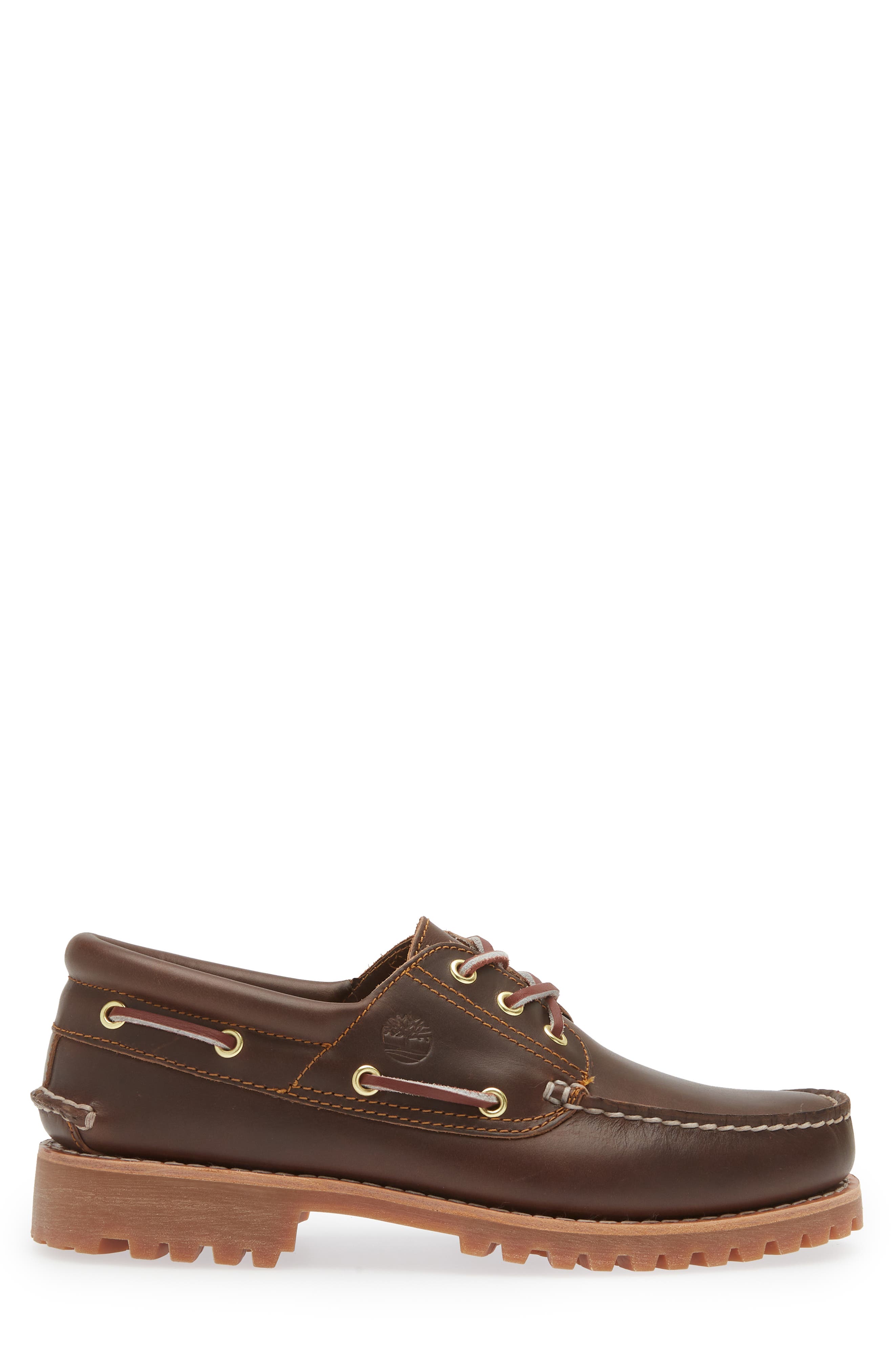 Timberland Authentic 3-Eye Lug Boat Shoe, Alternate, color, Brown