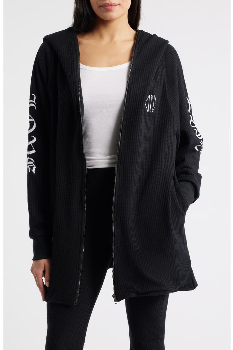Lundy Waffle Knit Jacket, Main, color, BLACK