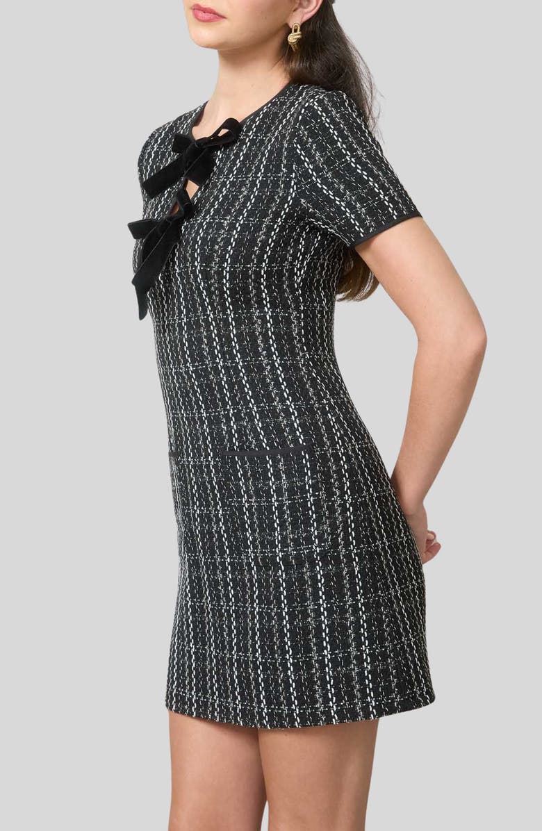 Blu Pepper Bow Detail Tweed Dress, Alternate, color,