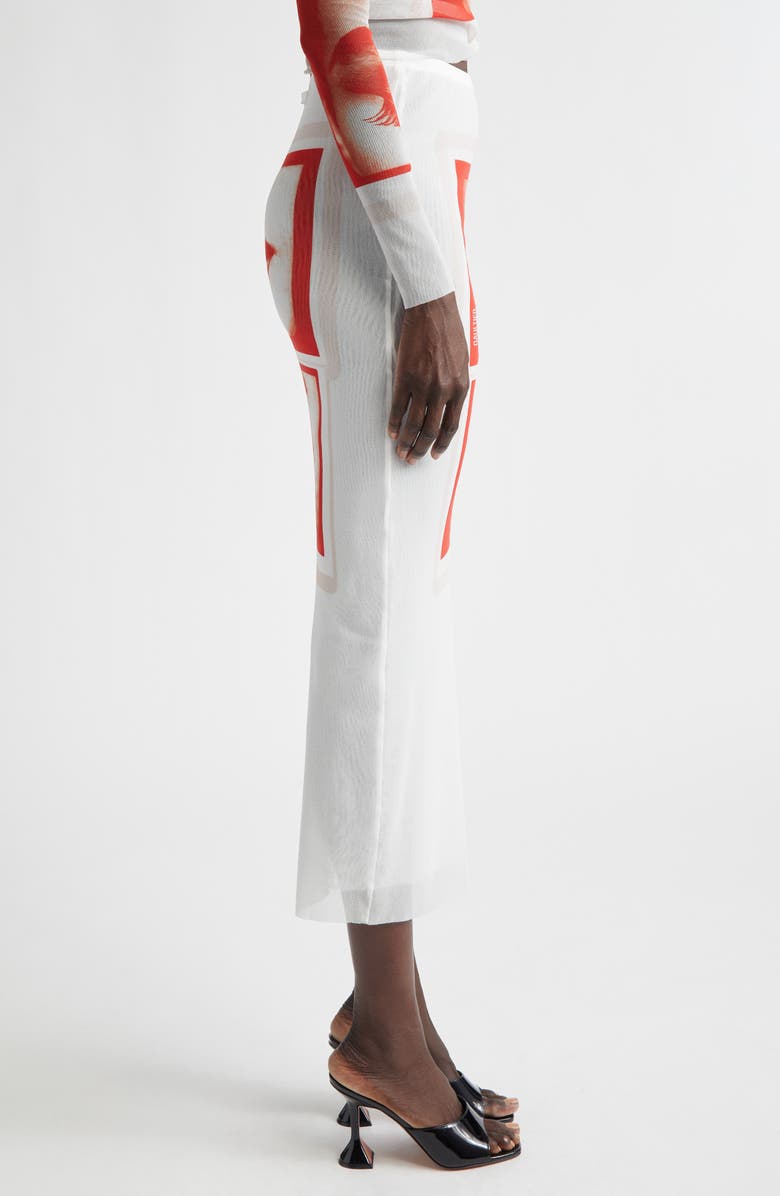 Jean Paul Gaultier Re-Edition Eyes & Lips Print Mesh Maxi Skirt, Alternate, color, White/ Red/ Light Orange