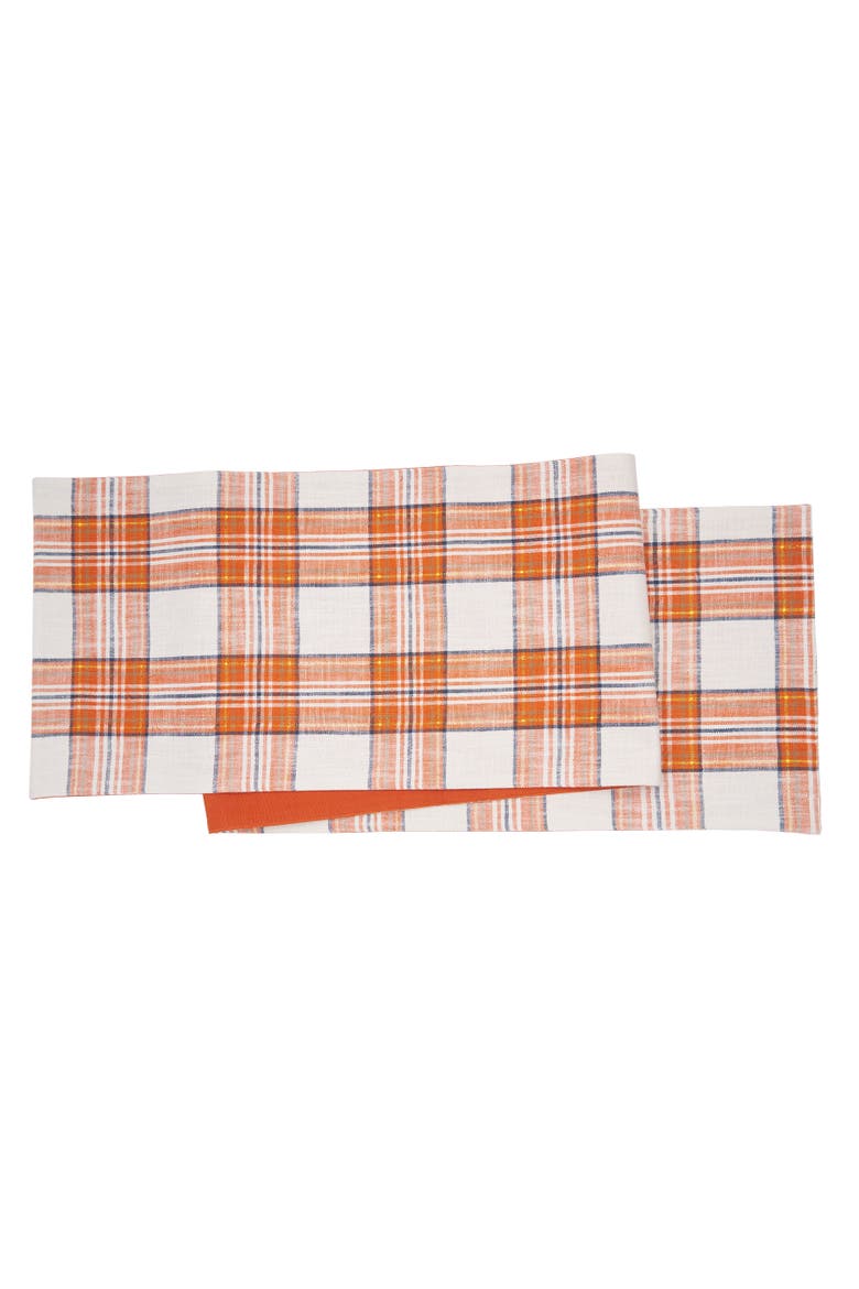 Gibson Plaid Table Runner 13" x 72", Main, color, Off-White
