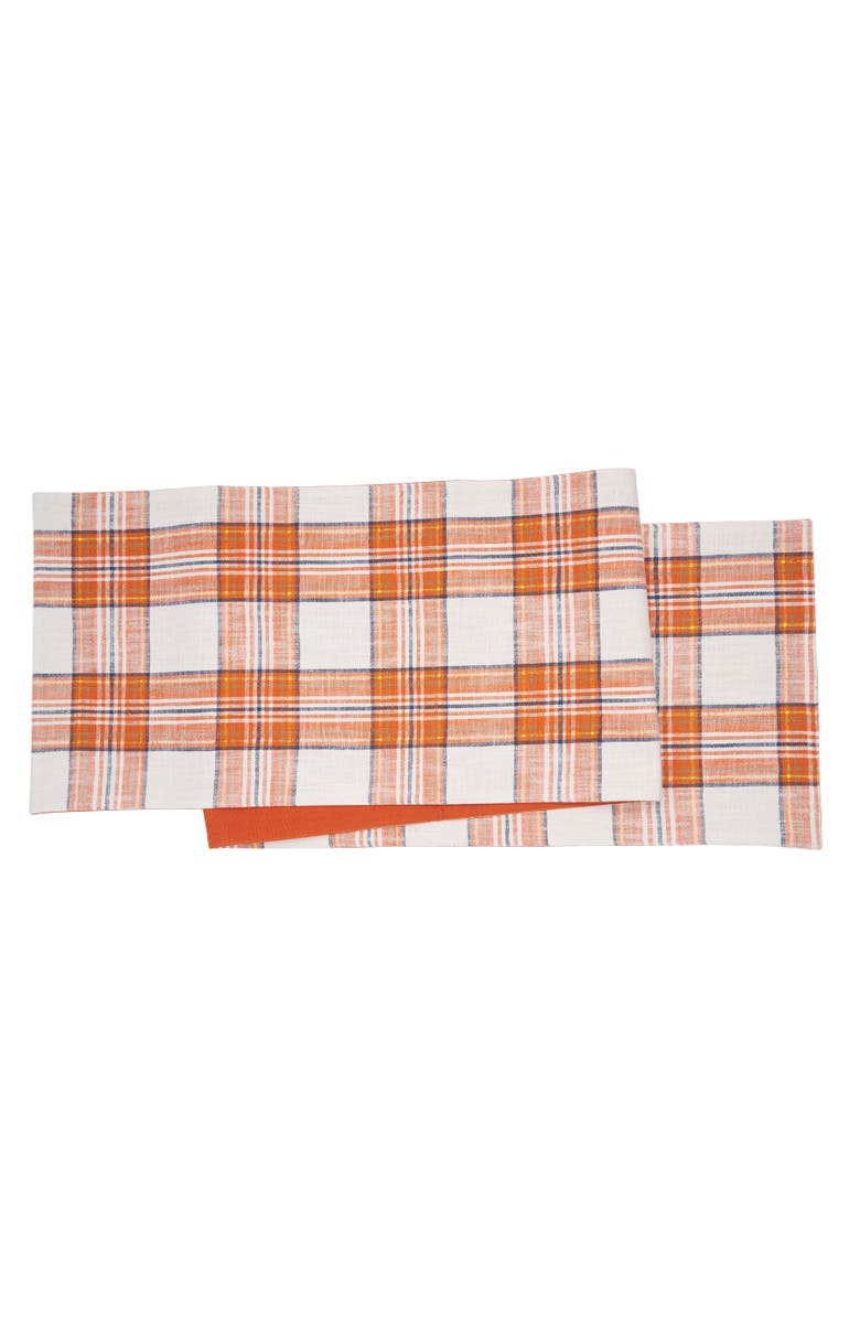 C&F Home Gibson Plaid Table Runner 13" x 72", Main, color, Off-White
