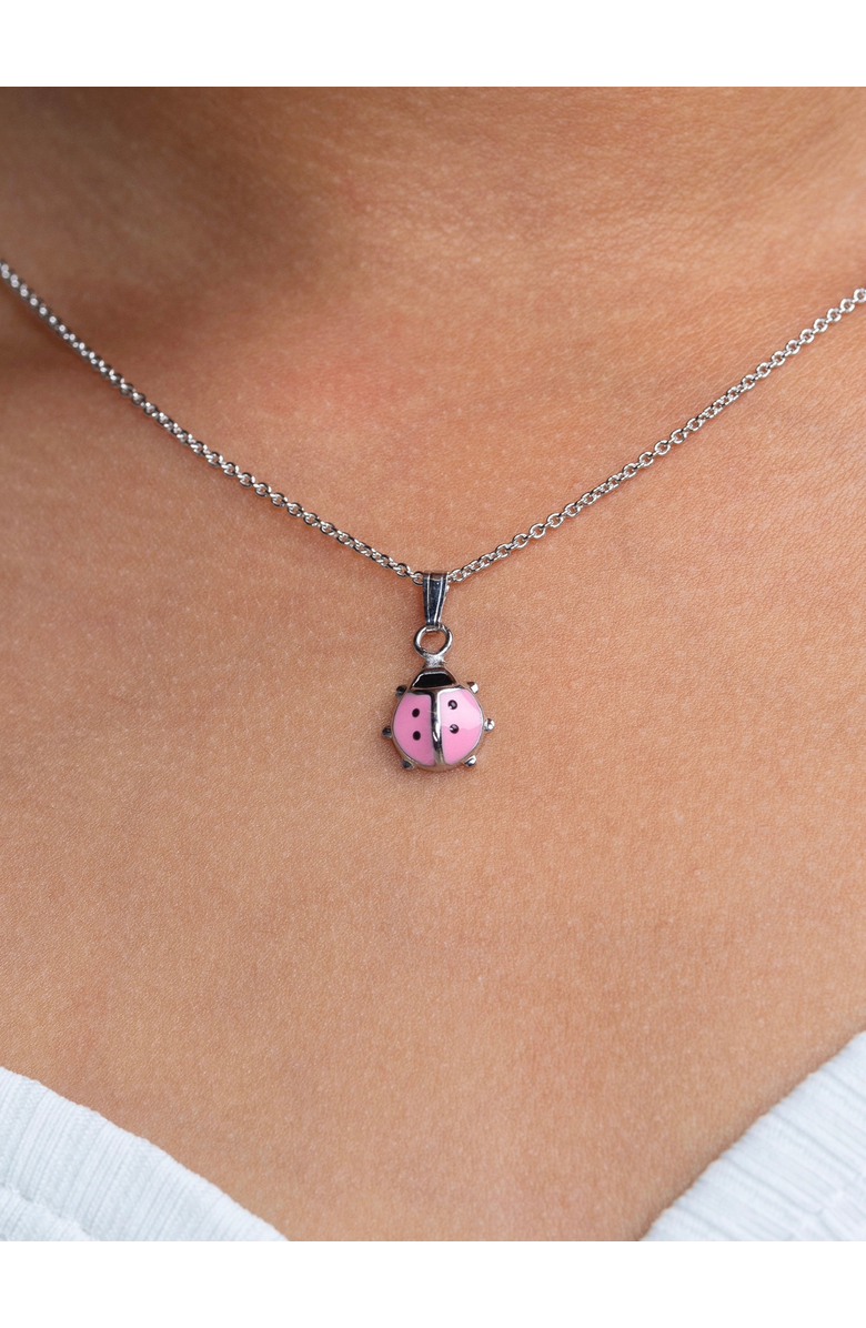 Mia Belle Girls Ladybug Pendant Necklace, Alternate, color, Metallic Silver
