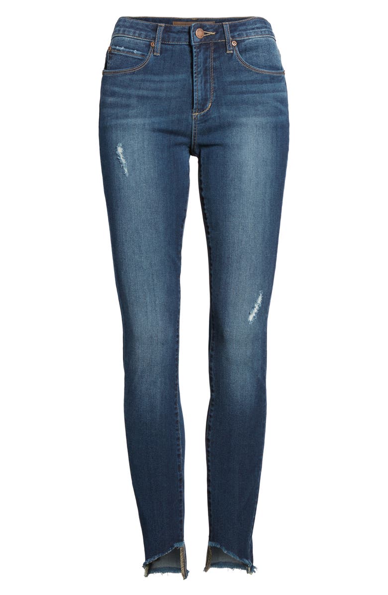 Leith Diagonal Ripped Step Skinny Jeans, Alternate, color, 