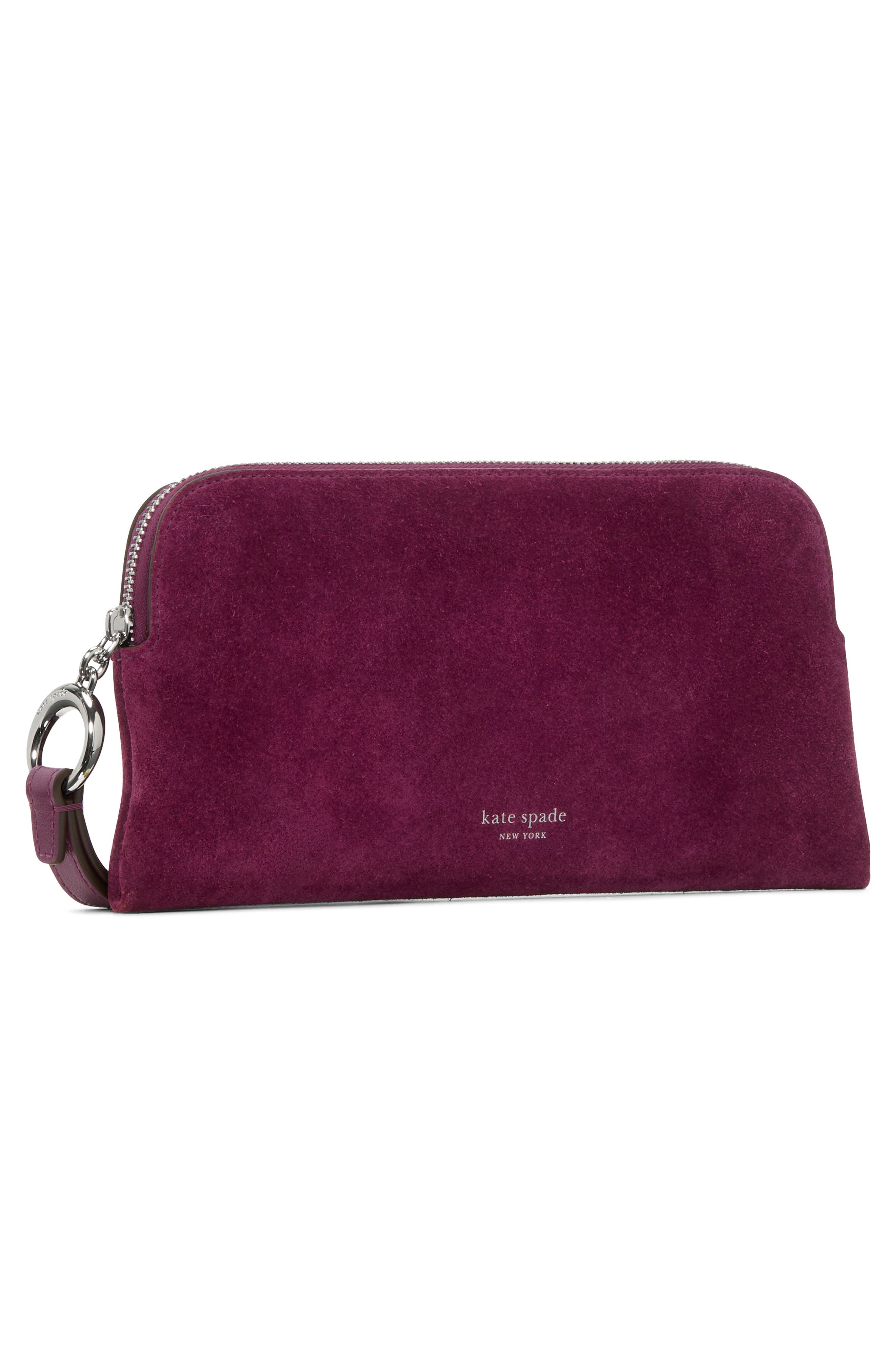 Kate Spade New York medium halo suede wristlet, Alternate, color, 