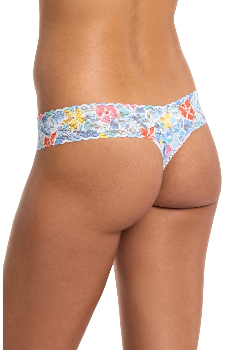 Print Low Rise Thong, Alternate, color, FLORAL MOSAIC