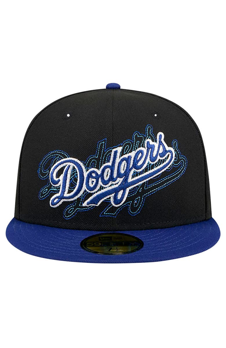 New Era Men's New Era Black Los Angeles Dodgers Shadow Stitch 59FIFTY Fitted Hat, Alternate, color, 