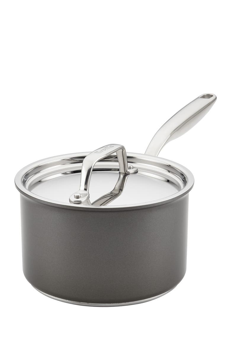 BREVILLE Thermo Pro Hard Anodized 3 Quart Covered Cookware Saucepan, Alternate, color,