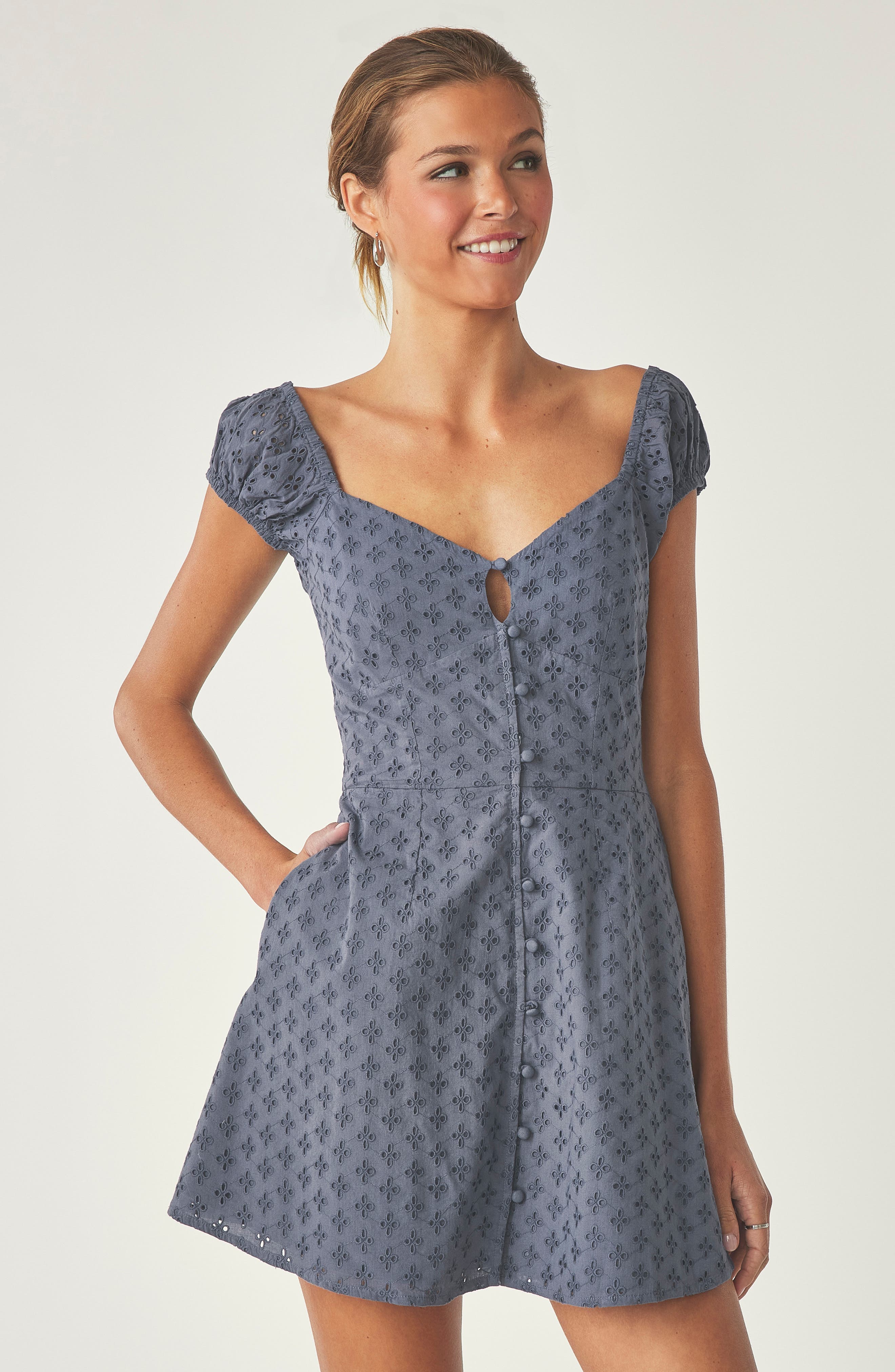 Florence by Mills Cap Sleeve Eyelet Minidress (Women) | Nordstromrack
