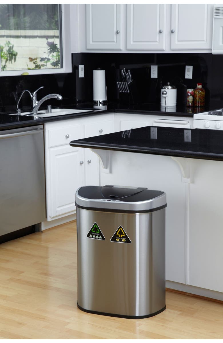 NINESTARS Half Moon Hands-Free Motion Sensor Trash Can -18.5 gallons, Alternate, color, 