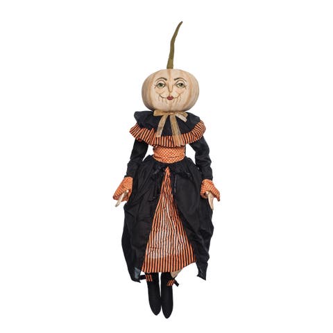 Halloween Amala Pumpkin Harvest Large Folk Art Doll Figurine 45" Joe Spencer Gathered Traditions Collectible