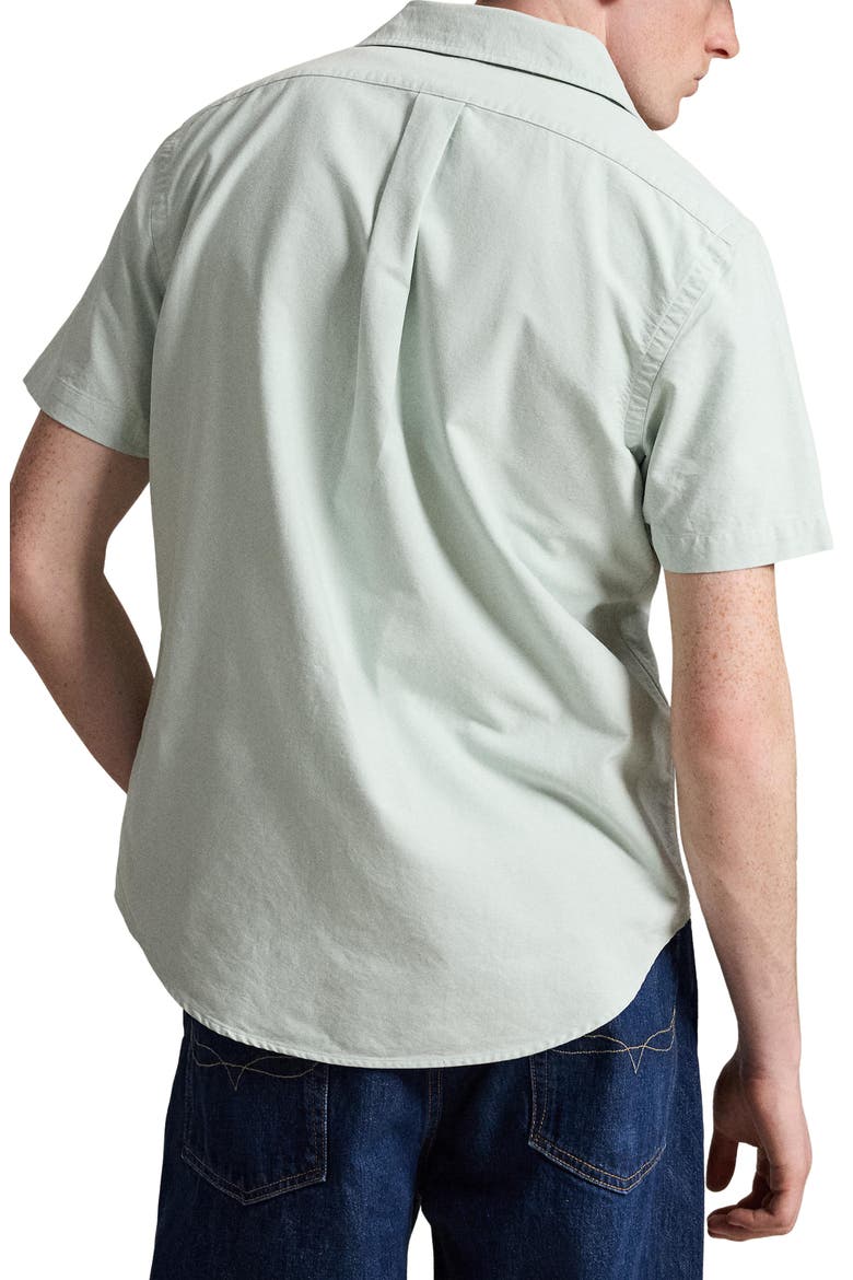 Classic Fit Solid Short Sleeve Cotton Button-Down Oxford Shirt, Alternate, color, FADED MINT