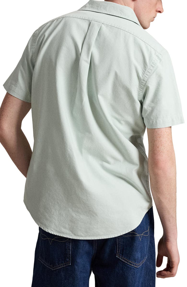 Polo Ralph Lauren Classic Fit Solid Short Sleeve Cotton Button-Down Oxford Shirt, Alternate, color, Faded Mint
