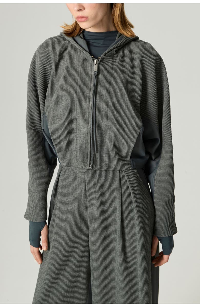 Nocturne Ribbed Zip-Up Hoodie Jacket, Alternate, color, Anthracite