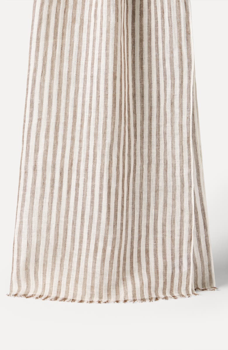 Brunello Cucinelli Sparkling striped linen scarf, Alternate, color, Panama