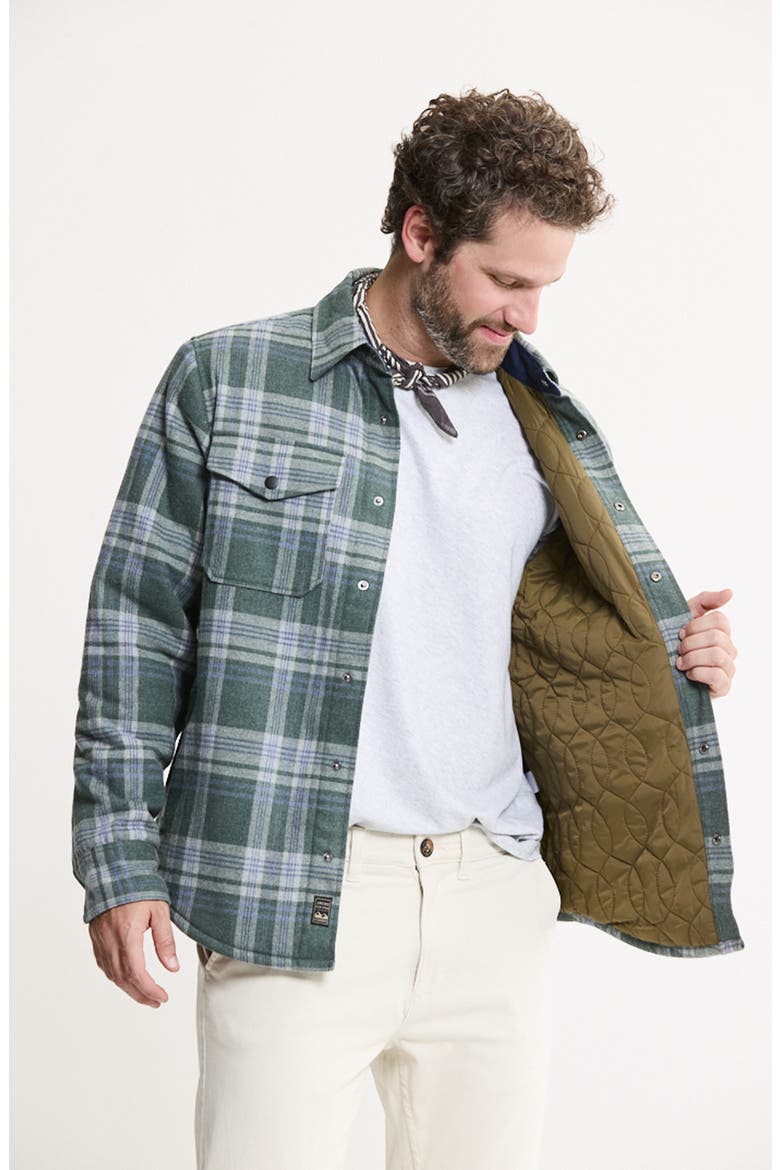Quilted Lined Lyocell Blend Flannel Shirt Jacket, Alternate, color, GREEN