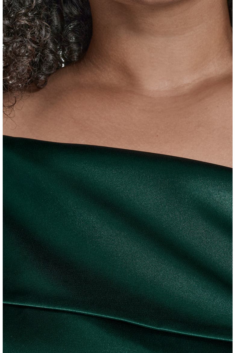 One-Shoulder Ruched Gown, Alternate, color, HUNTER