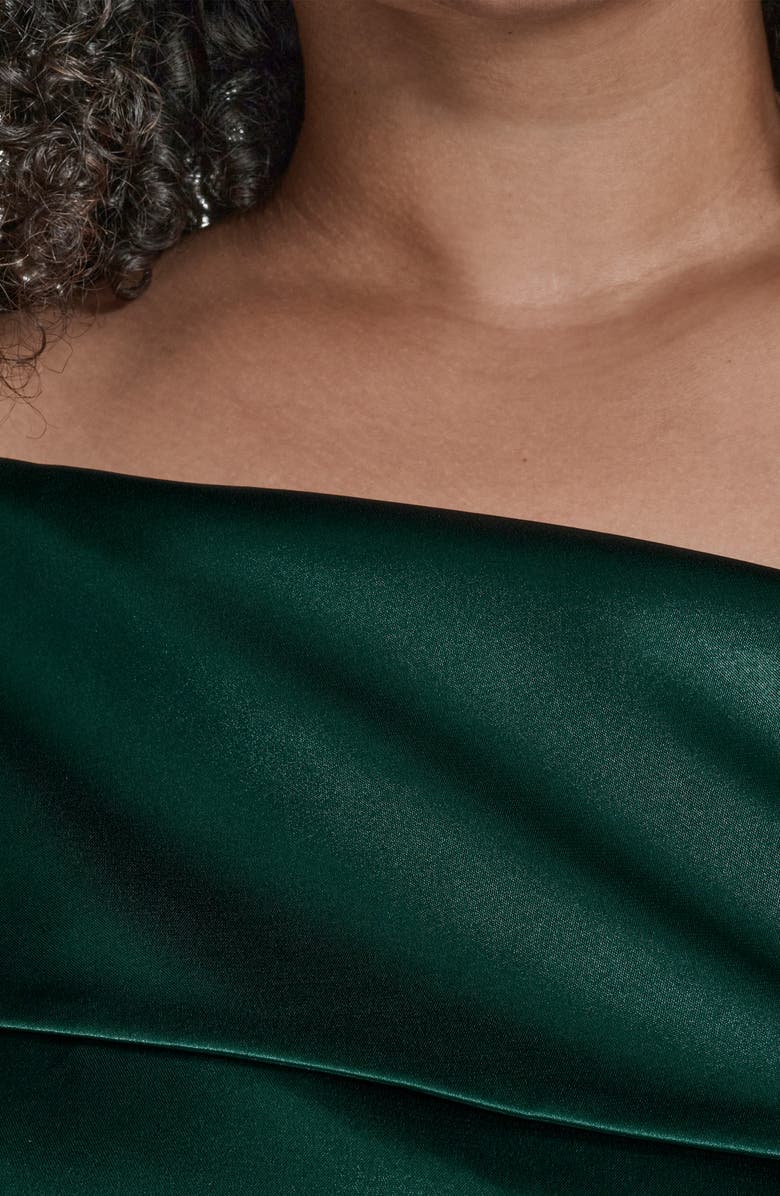 Eliza J One-Shoulder Ruched Gown, Alternate, color, Hunter