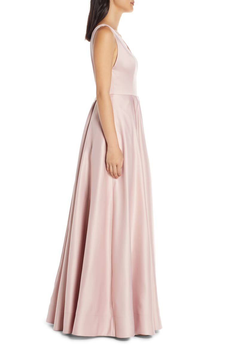 Plunging V-Neck Ballgown, Alternate, color, BLUSH