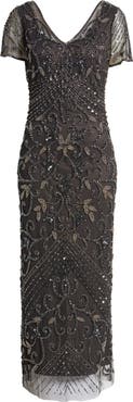 Pisarro Nights Beaded Mesh Column Gown