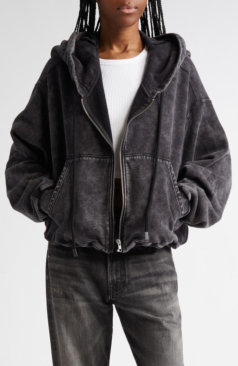 R13 Balloon Bubble Hem Cotton Zip Hoodie | Nordstrom