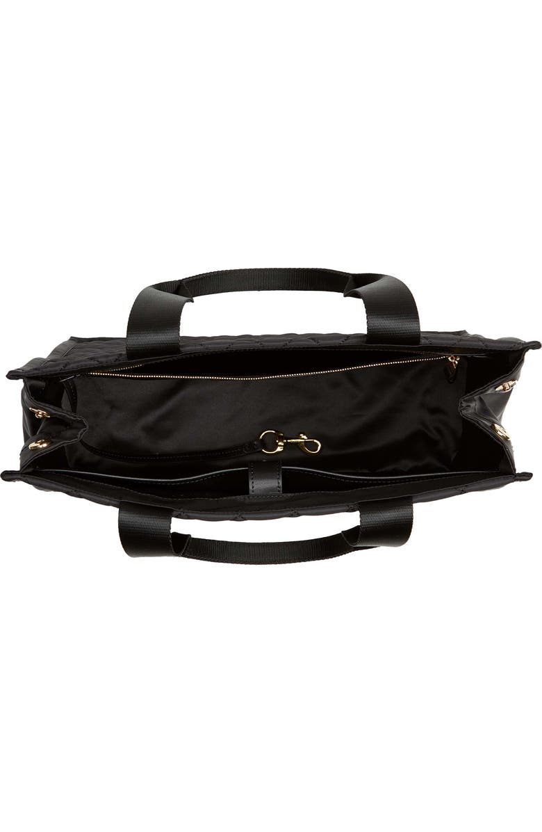 Moschino Logo Quilted Nylon Tote, Alternate, color,