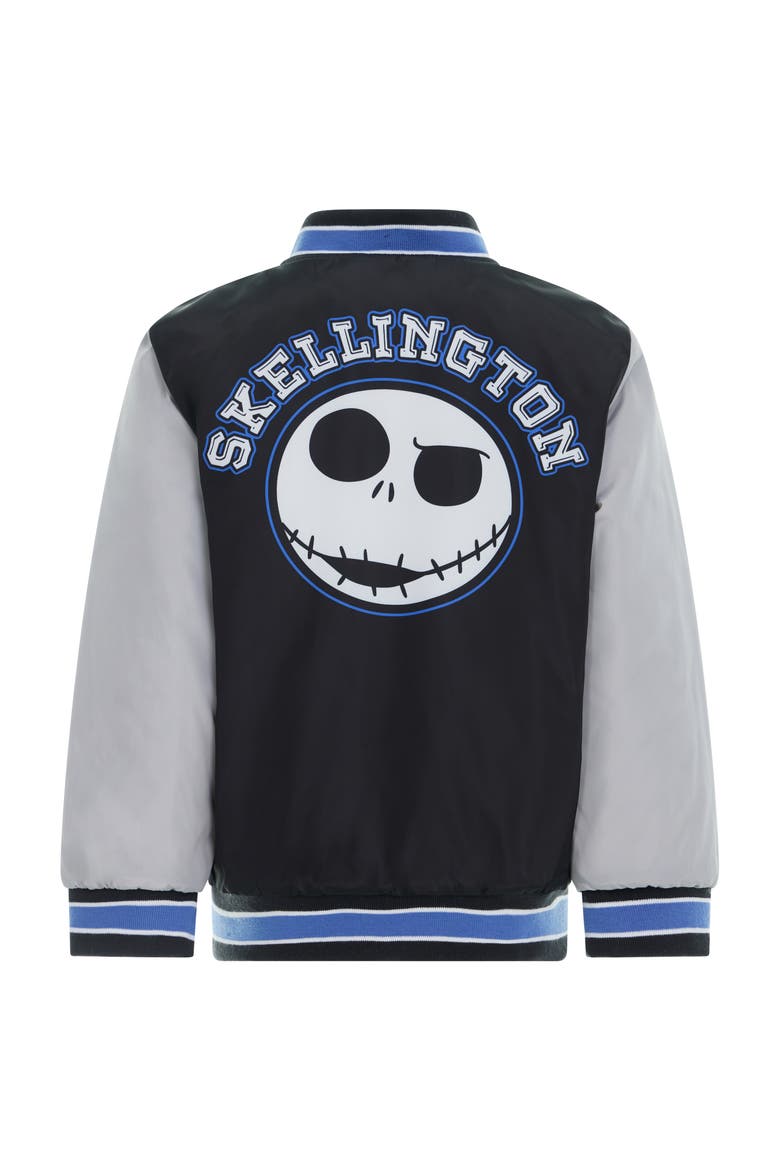Nightmare Before Christmas Varsity Bomber Jacket, Alternate, color, Black Grey Jack